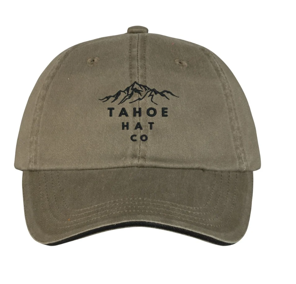 Olive dad hat with mountain embroidery